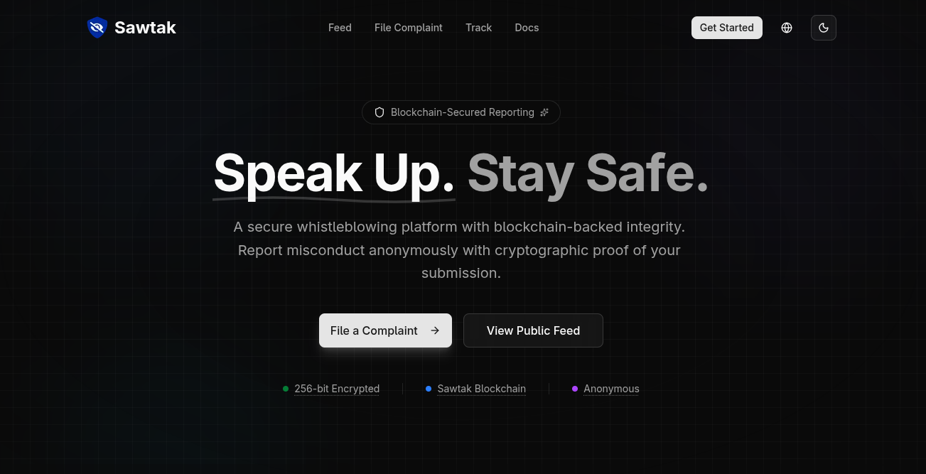 Sawtak (صوتك) – Decentralized Complaints Platform